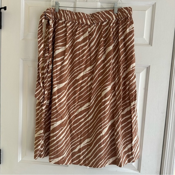 A New Day Women's Linen Wrap A-Line Skirt Brown Zebra Print Size XXL Beachy - Picture 5 of 7